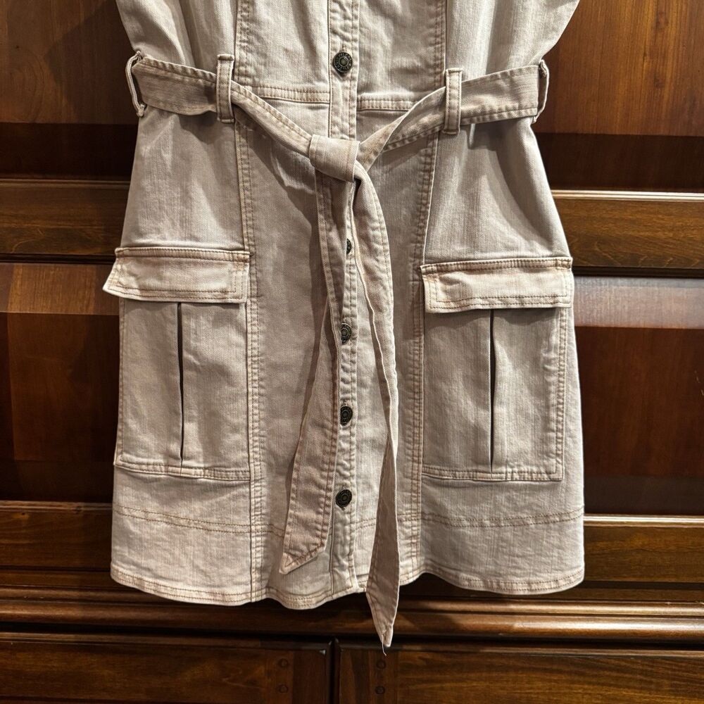 Anthropologie Pilcro Denim Button-Front Mini Dress Neutral Color US Size 6 NWT - Picture 11 of 16